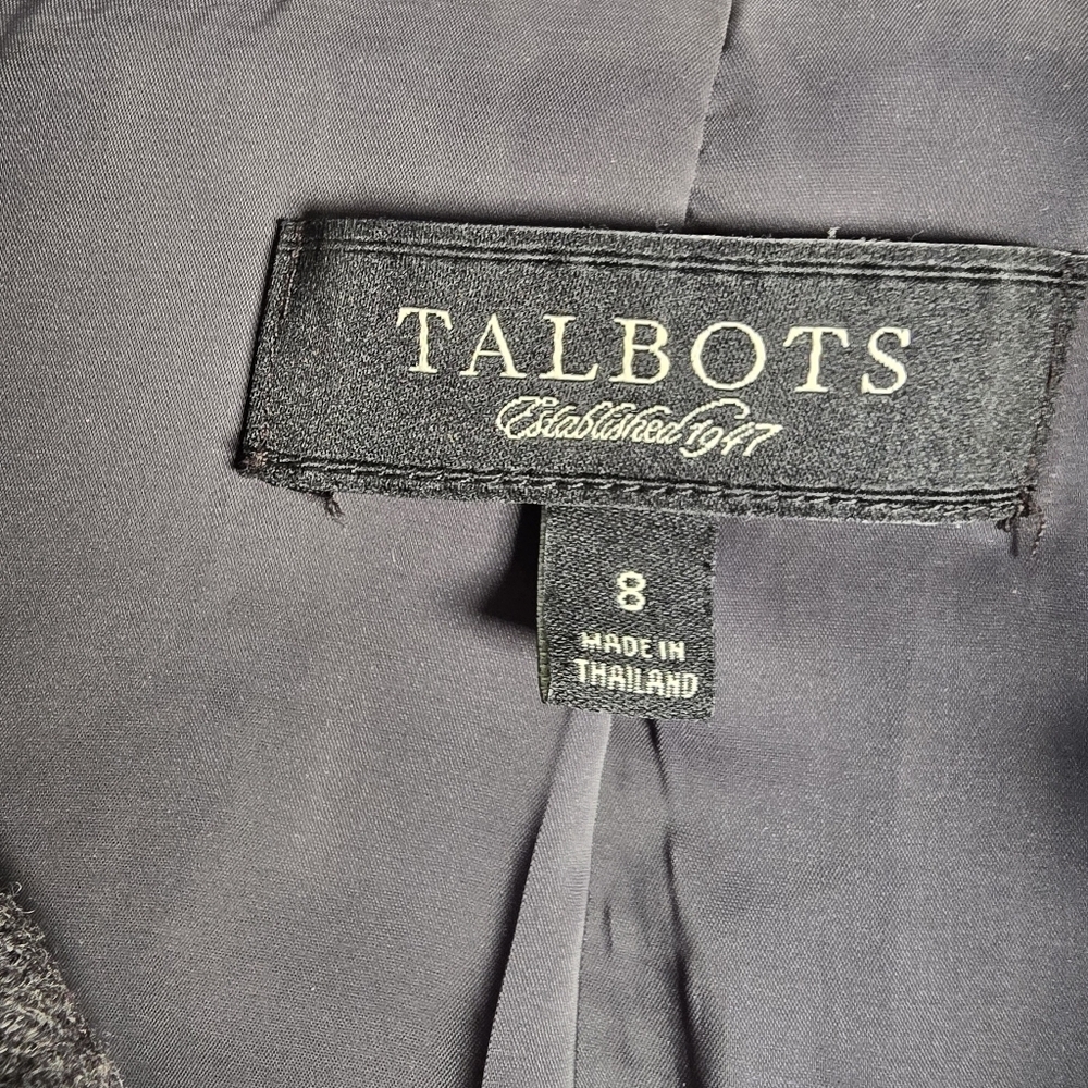Talbots Women's Kate Fit Grey Wool Blazer Gatheted Lapels Button Closure Size 8 - Picture 12 of 16